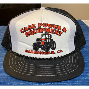 Vintage Case Power & Equipment Bakersfield CA Strapback Hat Tractor Cap Mesh 66B